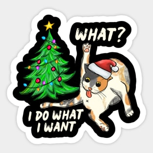 What Cat I Do What I Want Christmas Tree Sticker